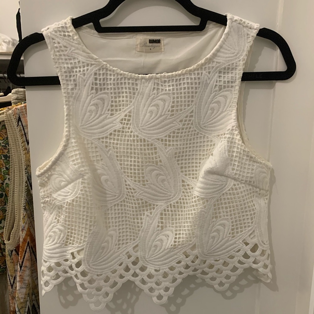 White lace crop top